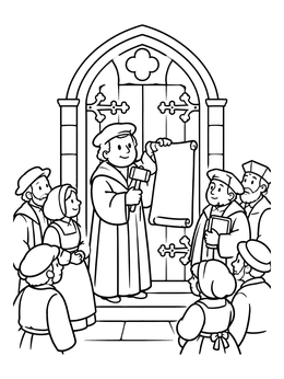Free printable Martin Luther At The Church Door coloring page