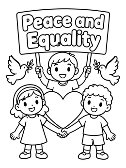 Free printable Children Celebrating Peace And Equality coloring page