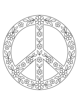 A floral peace sign symbol featured as a martin luther king coloring page.