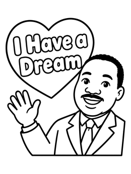 Free printable Smiling Dr. King With Heart coloring page