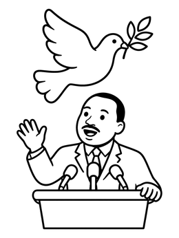 Free printable Martin Luther King Jr With Peace Dove coloring page