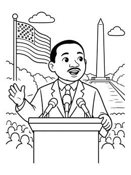 Free printable Martin Luther King Jr. Giving A Speech coloring page
