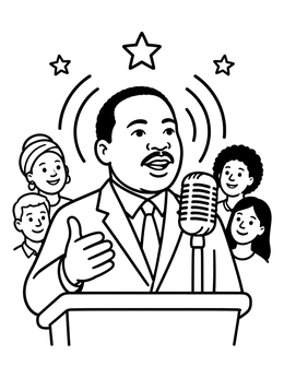 Free printable Martin Luther King Speaking To Crowd coloring page