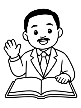 Free printable Martin Luther King Waving With Book coloring page