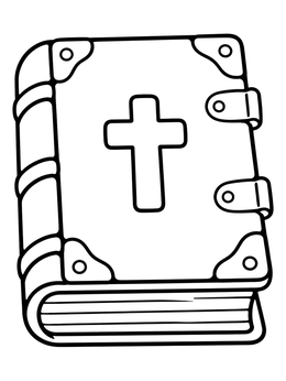 Free printable Antique Bible With Cross And Clasps coloring page