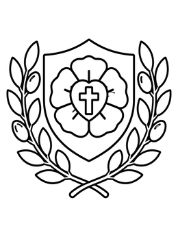 Free printable Luther Rose Shield With Olive Branches coloring page