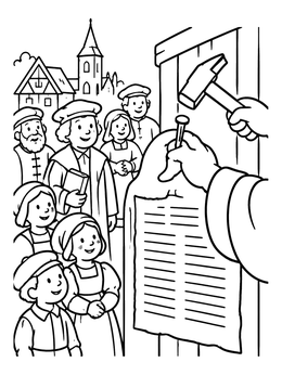 Free printable Nailing The Theses To The Door coloring page