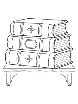 Free printable Stack Of Antique Leatherbound Books coloring page