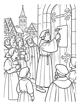 Free printable Martin Luther At The Church Door coloring page