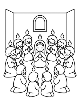 Free printable Mary And Apostles Praying At Pentecost coloring page