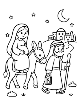 Free printable Mary And Joseph Journey To Bethlehem coloring page
