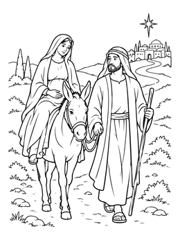Free printable Mary And Joseph Journey To Bethlehem coloring page