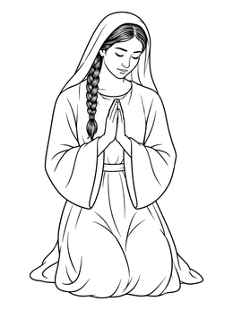 Free printable Mary Kneeling In Serene Prayer coloring page