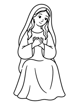 Free printable Mary Seated With Hands Folded coloring page