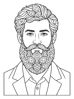 Free printable Bearded Man With Mandala Details coloring page