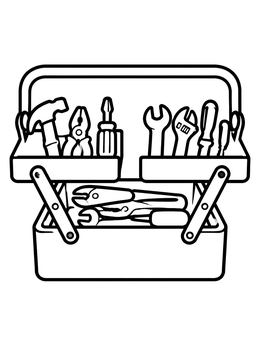 Free printable Open Cantilever Toolbox With Tools coloring page