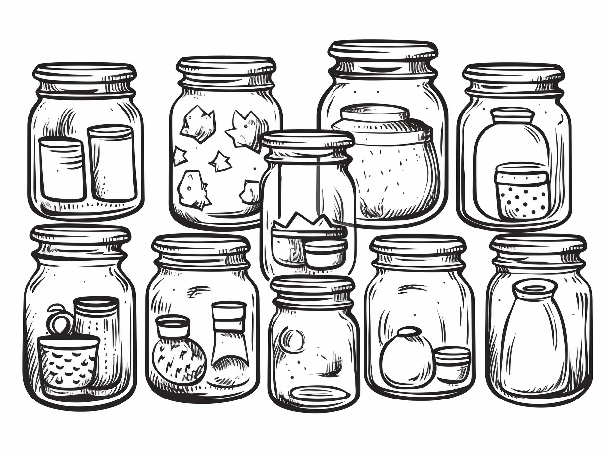 Mason Jar Delight: Adult Coloring - Coloring Page