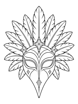 Free printable Pointed Feathered Sunburst Mask coloring page