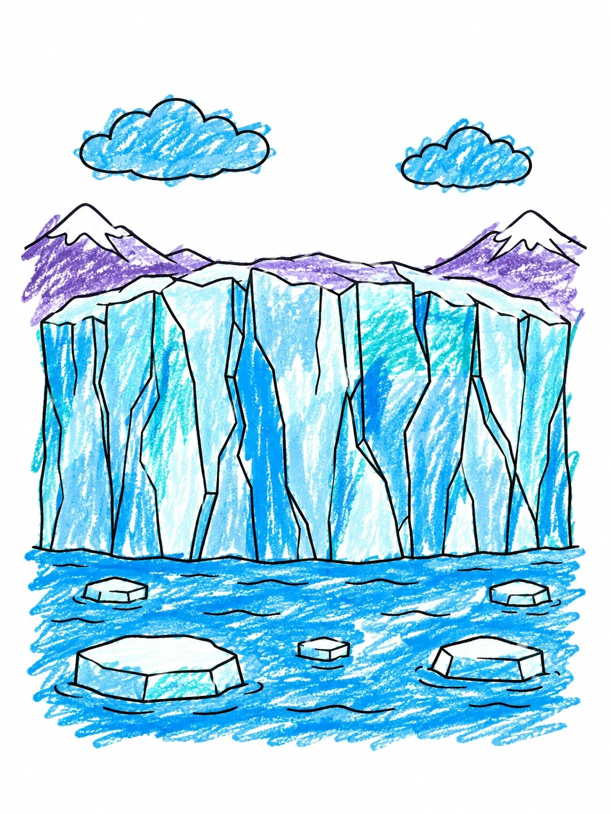 Colored example of the Massive Alaskan Glacier Ice Wall coloring page