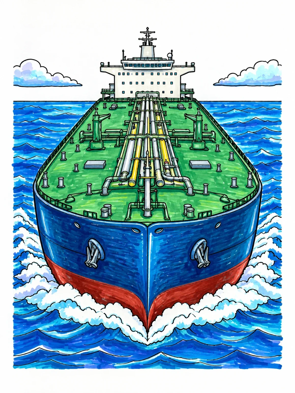 Colored example of the Massive Oil Tanker On The Ocean coloring page