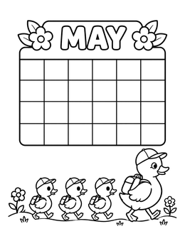 Free printable May Calendar With Ducklings Parade coloring page