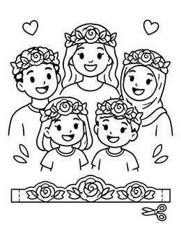 Free printable Children With Flower Crowns coloring page