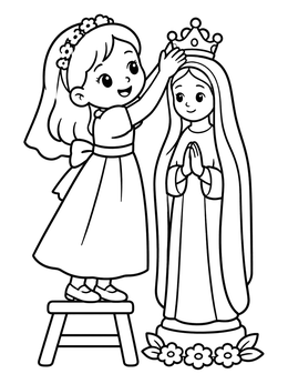 Free printable Girl Crowning Statue Of Mary coloring page