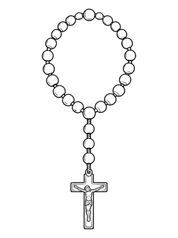 Free printable Traditional Rosary Beads With Crucifix coloring page