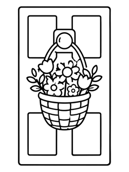Free printable May Flower Basket On Door coloring page
