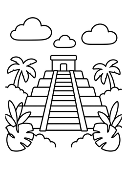 Free printable Ancient Step Pyramid In The Jungle coloring page