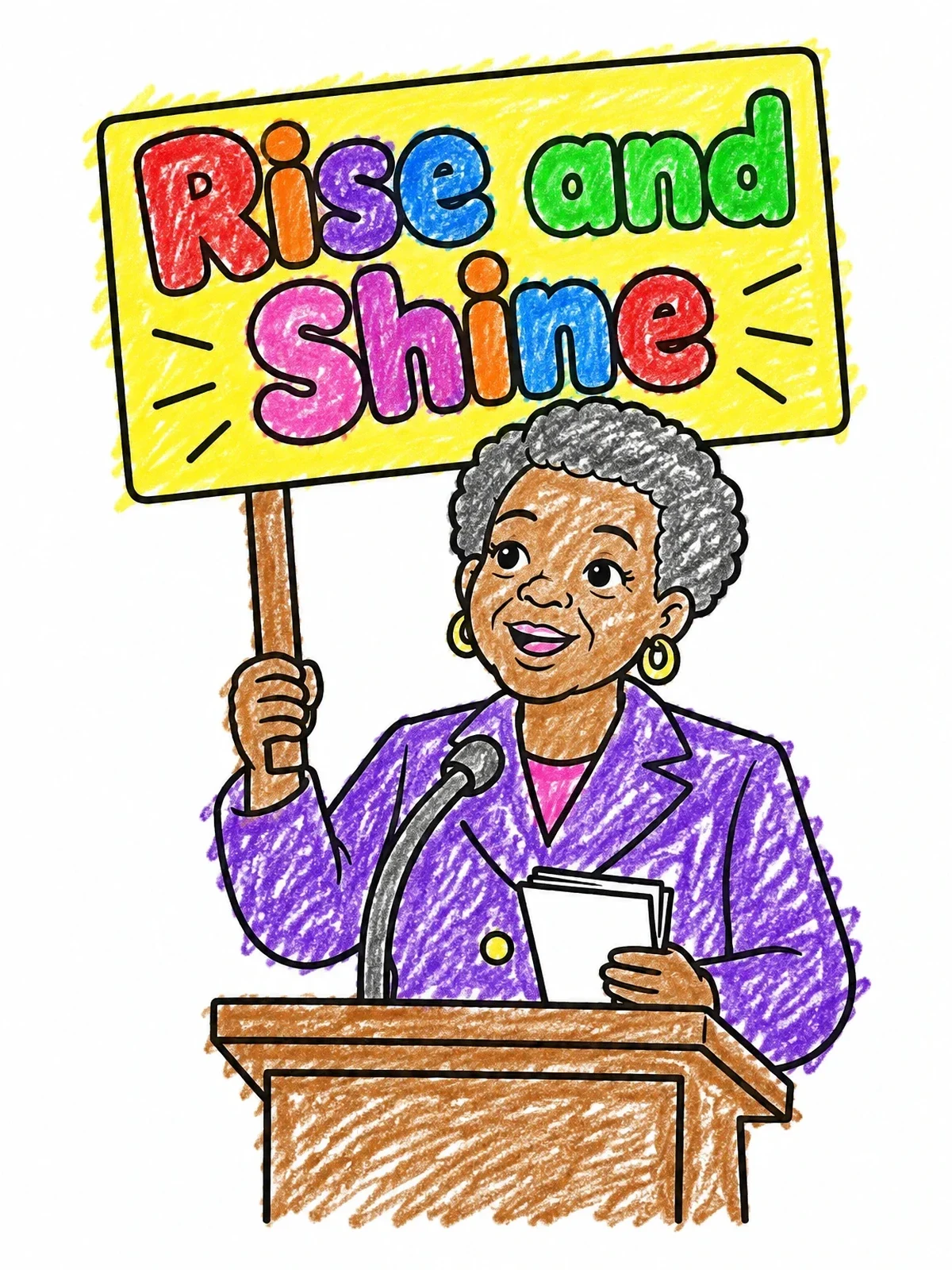 Colored example of the Maya Angelou Speaking At Podium coloring page