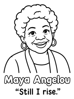 Free printable Smiling Maya Angelou With Quote coloring page
