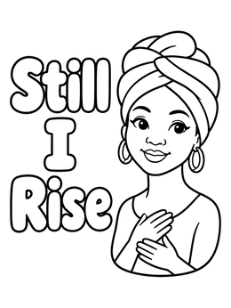 Free printable Maya Angelou Still I Rise Portrait coloring page