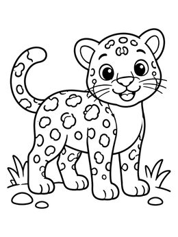 Free printable Cute Cartoon Jaguar Cub coloring page