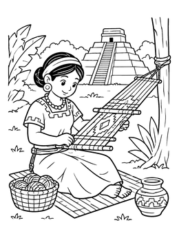 Free printable Maya Weaver At The Loom coloring page