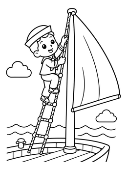 Free printable Young Sailor Climbing The Mast coloring page