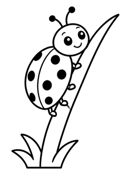 Free printable Cute Ladybug On A Blade Of Grass coloring page