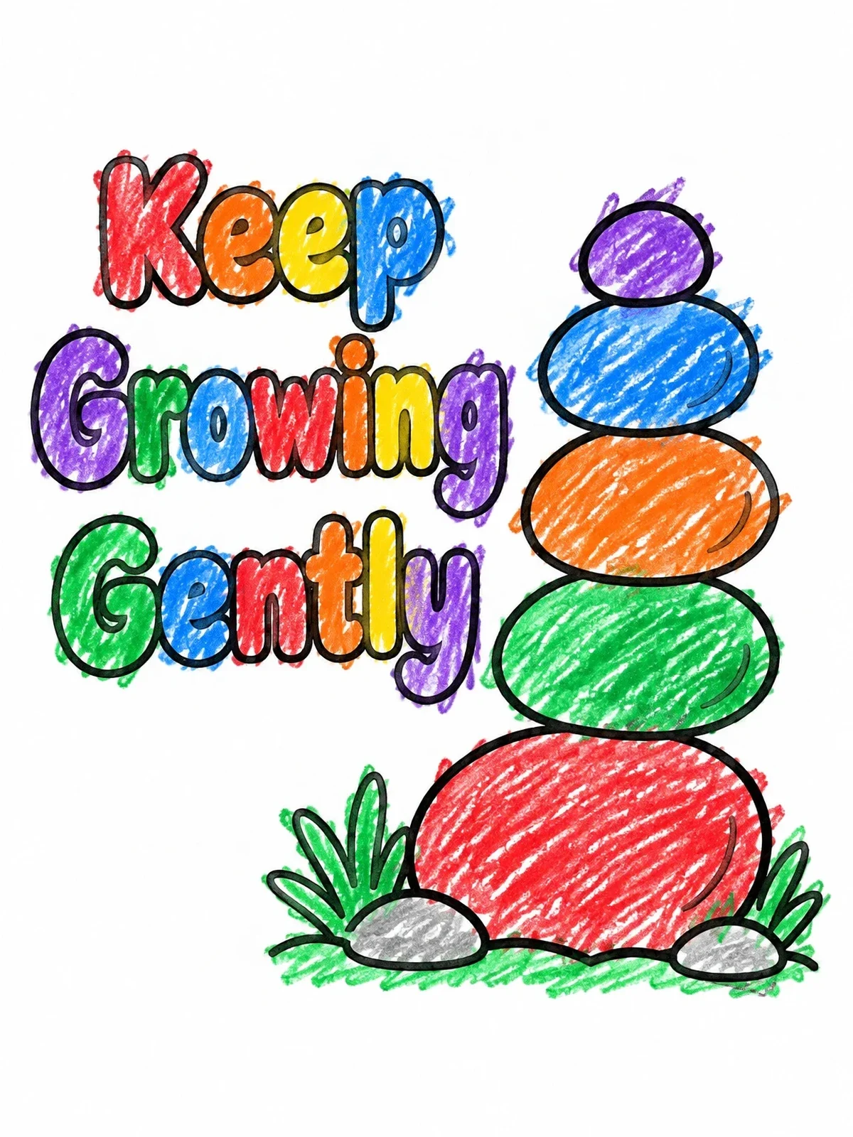 Colored example of the Balanced Stones With Inspiring Words coloring page
