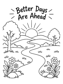 Free printable Better Days Ahead Sunrise Path coloring page