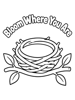 Free printable Bird Nest On A Branch coloring page