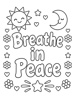 Free printable Breathe In Peace With Sun And Moon coloring page