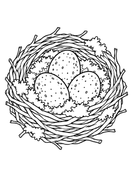 Free printable Cozy Bird Nest With Speckled Eggs coloring page