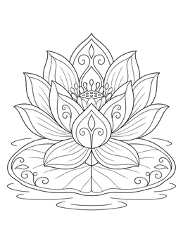 Free printable Serene Blooming Lotus On Water coloring page