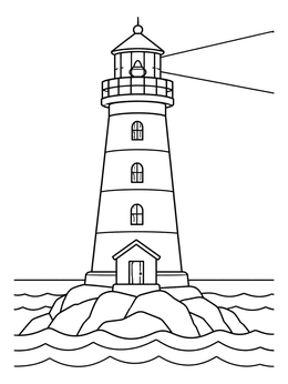 Free printable Sturdy Coastal Lighthouse Over The Sea coloring page