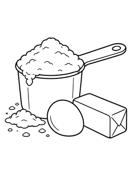 Free printable Measuring Cup With Flour And Baking Ingredients coloring page