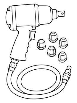 Free printable Impact Wrench With Lug Nuts coloring page