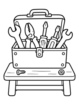 Free printable Open Toolbox On A Small Bench coloring page