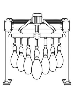 Free printable Mechanical Bowling Pinsetter Machine coloring page