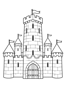 Free printable Medieval Castle With High Tower coloring page