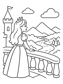 Free printable Princess On The Castle Balcony coloring page